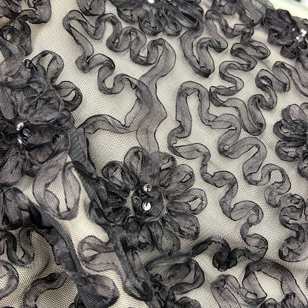 Black rosettes A-Line tulle dressy long skirt - Picture 9 of 9